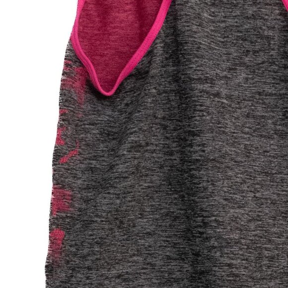 Active Pro Womens Racerback Tank Top With Pink Trim & Side Panels - Heather Gray - Picture 7 of 8